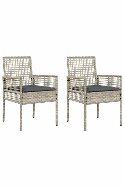 vidaxl Scaun pentru Grădină cu pernă 2 pcs Gri deschis 55 x 53 x 85 cm