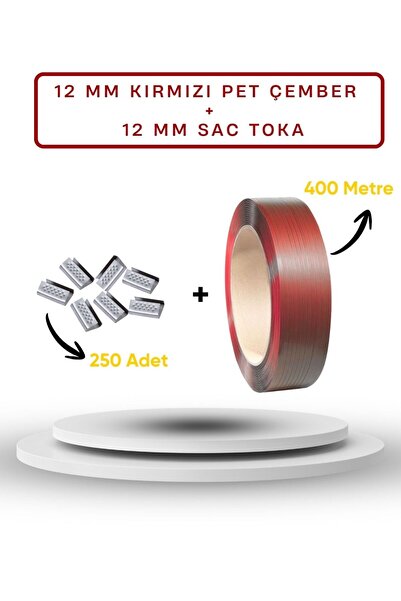 Dalpak Ambalaj 12 mm 400 Metre Kırmızı Pet Çember (Polyester / PET Şerit ) + ...