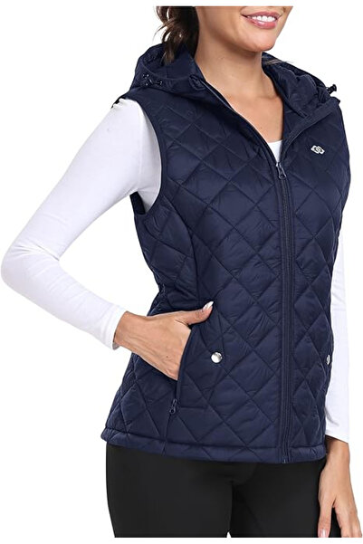 MOFIZ Lightweight blue vest, lined, breathable, with side pockets and hood, XL