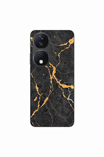 OEM Husa compatibila cu Honor X7b Silicon Gel Tpu Model Noir Gold Marble