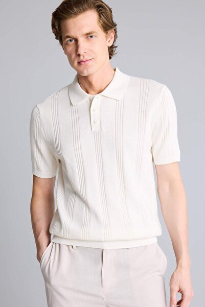 DeFacto 100% Cotton Knitwear Ecru Polo T-Shirt F7133Ax26Sm
