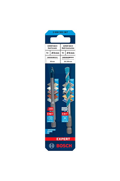 Bosch Ceramic drill bit set HEX-9, 8 mm and Multi Construction drill bit HEX-...