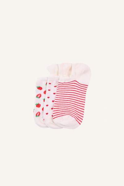 DeFacto Women's Printed 3-Piece Cotton Sneaker Socks I0789Axns