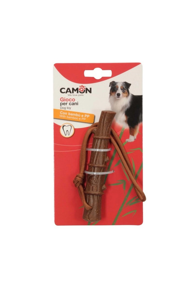 Camon Fun Dog Toy in Stick Shape Made from Bamboo, Rope and Pp Material 14 cm