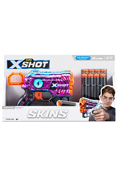 X-Shot Blaster with 8 darts, X-Shot, Excel Skins Menace, Enigma, 36515L