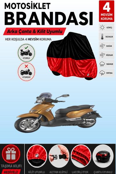 Cemku Double غطاء علوي أسود - سفلي أحمر، غطاء خلفي متوافق مع دراجة أبريليا سك...