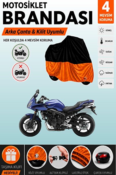 Cemku Double Black Top - Orange Bottom, Rear Bag Compatible Yamaha Fz6 Fazer ...