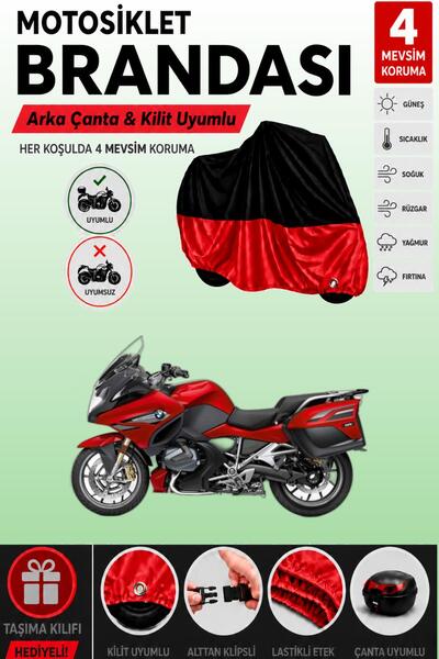 Cemku Double Black Top - Red Bottom, Rear Bag Compatible Bmw R 1250 Rt Motorc...