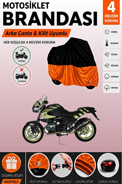 Cemku Double Black Top - Orange Bottom, Rear Bag Compatible Bmw R 1150 R Moto...