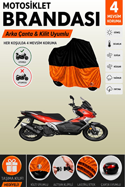 Cemku Double Black Top - Orange Bottom, Rear Bag Compatible Voge Sr1 Adv Moto...