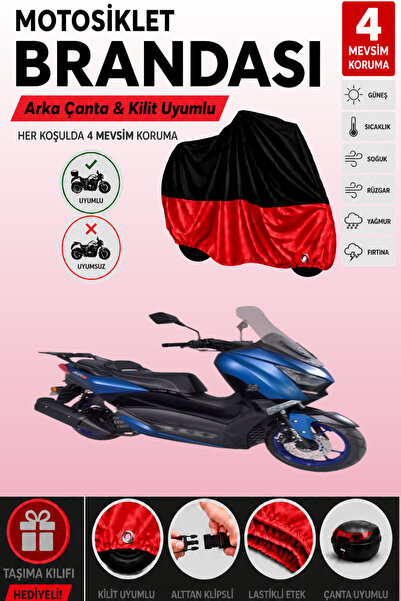 Cemku Double Black Top - Red Bottom, Rear Bag Compatible Arora Max Pro Motorc...