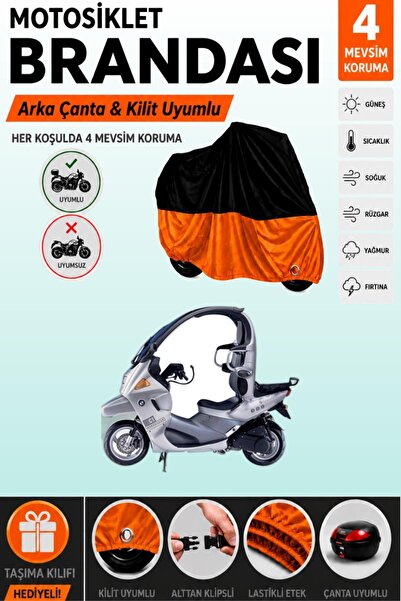 Cemku Double غطاء علوي أسود - سفلي برتقالي، غطاء خلفي متوافق مع دراجة BMW C1 ...
