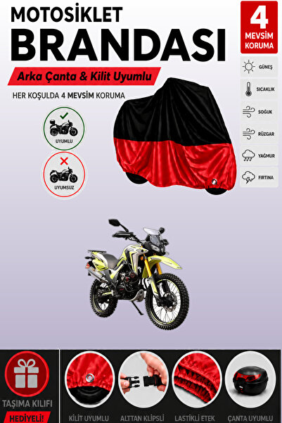 Cemku Double Black Top - Red Bottom, Rear Bag Compatible Arora Cr250 Motorcyc...