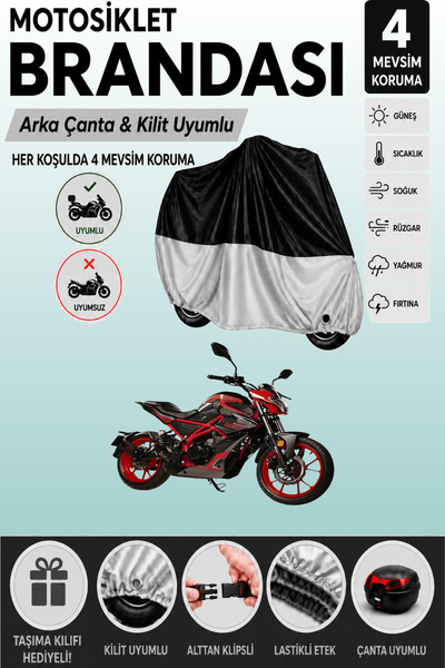 Cemku Double Black Top - Gray Bottom, Rear Bag Compatible Motolux Drift 200 M...