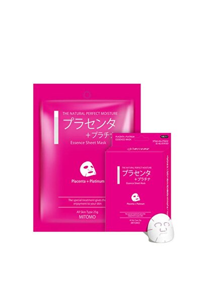 Mitomo PLACENTA + PLATINUM - 5 bucăți - Set de măști faciale tip șervețel cu ...
