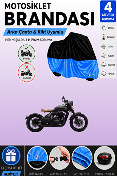 Cemku Double Black Top - Blue Bottom, Rear Bag Compatible Jaw.A Perak Motorcy...