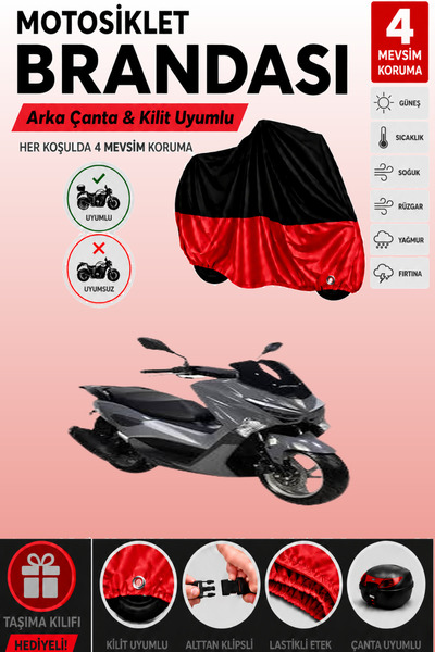 Cemku Double Black Top - Red Bottom, Rear Bag Compatible Revolt Rsx5 Motorcyc...