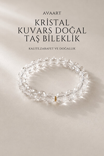 Faset Kesim Kristal Kuvars Taşı Doğal Taş Kadın Bileklik 8mm