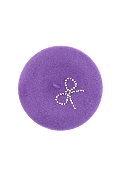 ButicCochet Women's beret, wool, Buticcochet, pearl pattern, one size, Purple...