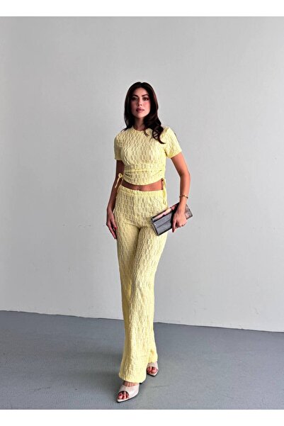 Mistix Square Pattern Waist Adjustable Suit - Yellow Yellow