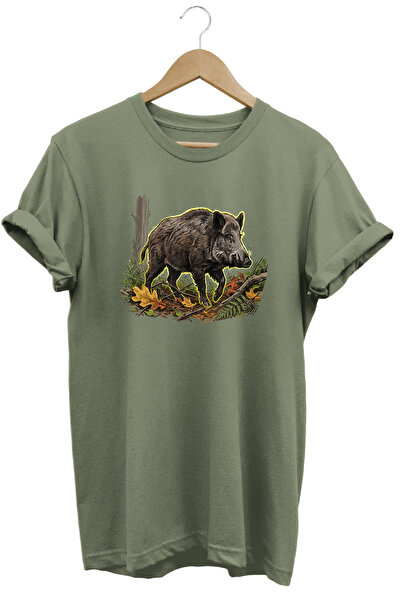 WİDİ Wild Boar Printed Land and Nature T-Shirt Outdoor Camping Wear