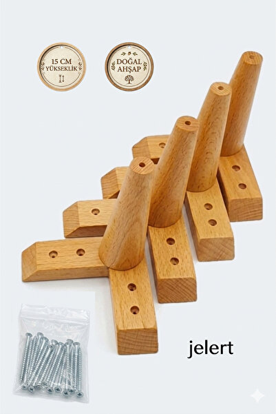 Jelert Masif Gürgen Ahşap 15 cm Mobilya Yükseltme Ayağı, Naturel-4'lü, Robot ...
