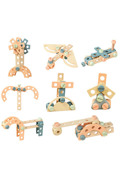 LITTLE ANGEL Wooden Kids DIY Construction Building Toy Set