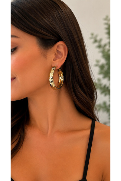 ANKA JEWELLRY Textured Gold Color Modern Ring Steel Women's Earrings