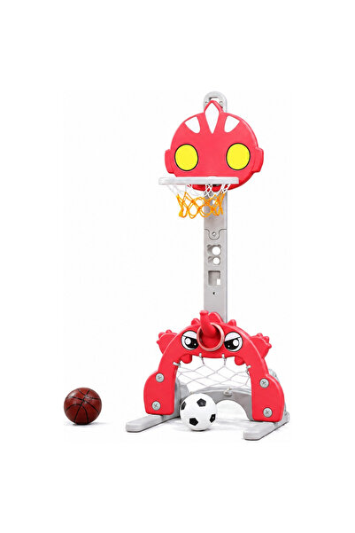 LITTLE ANGEL Kids Basketball Football Ring Toss Playset Toy - Red
