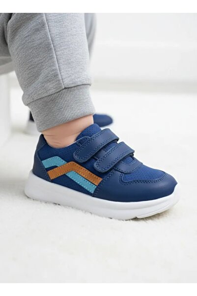 Tuğba Ortopedi 281 Orthopedic 100% Genuine Leather Baby Boy Blue Sneaker