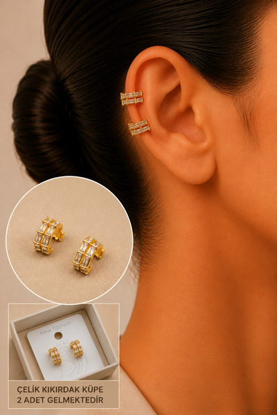Jack Ferrero Zircon Stone Detailed Cartilage Earring/Earcuff/Conch (No Pierci...