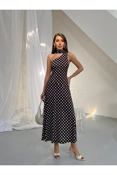 Paraf style Vintage stilska duga haljina sa polka tačkastim uzorkom