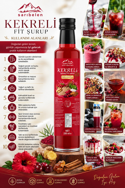 sarıbelen Kekremix 250 ml | Kekre Şurubu | Kekreli Fit Şurup Mix | Detoks Şurubu