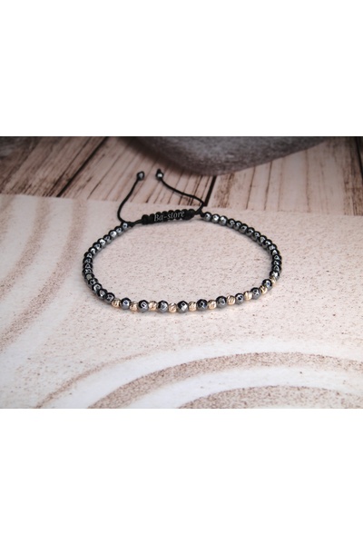 BASTORE Bratara cu 10 bile aur 14k si pietre hematit