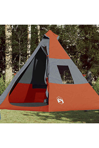 vidaxl Cort de camping tipi pentru 7 persoane, portocaliu, impermeabil