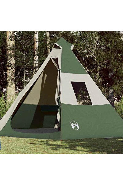 vidaxl Cort de camping tipi pentru 7 persoane, verde, impermeabil