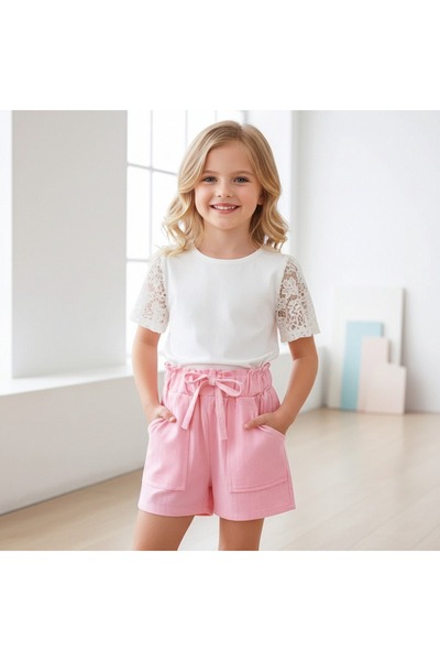 OEM Girls' shorts, made of linen, casual style, B013