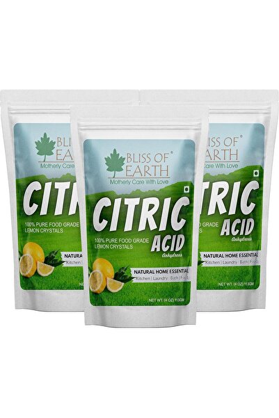 bliss of earth Citric Acid Powder Food Grade, 3x113g | 100% Pure & Natural An...
