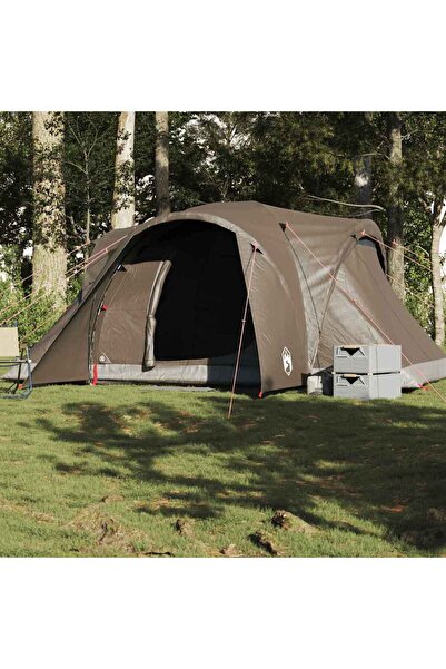 vidaxl Cort de camping cupola pentru 6 persoane, maro, impermeabil