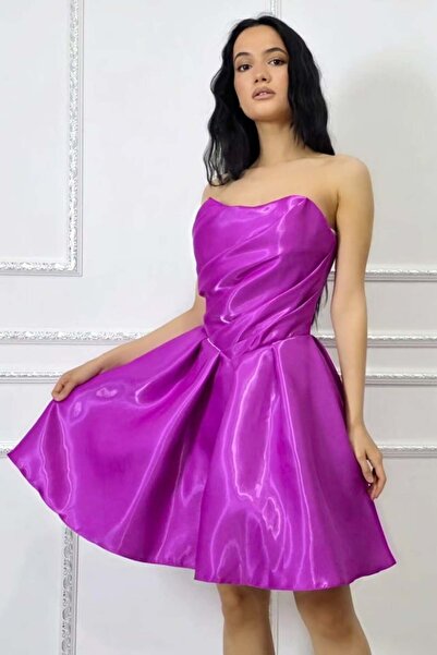 FashionForYou Rochie babydoll scurtă Zafira, croială de ocazie cu reflexii st...