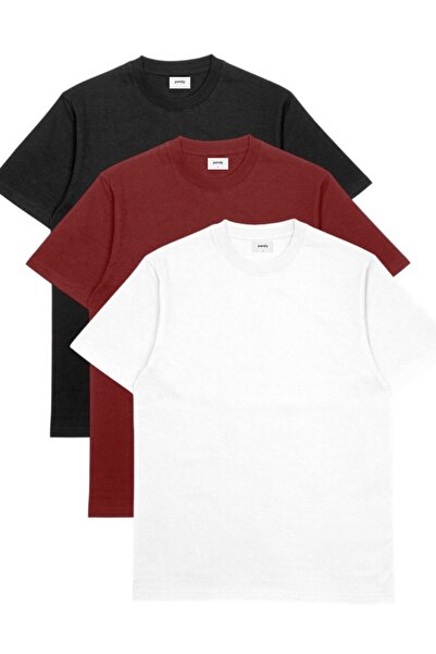 pandy Pachet de 3 tricouri oversize basic cu gât rotund