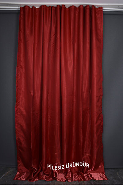 AKÇA TEKSTİL Saten Fonluk Pi̇lesi̇z Cherry Color Single Wing Background Curta...