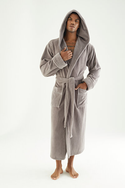 Nuşa Men's Hooded Bamboo Cotton Soft Absorbent Luxury Bathrobe