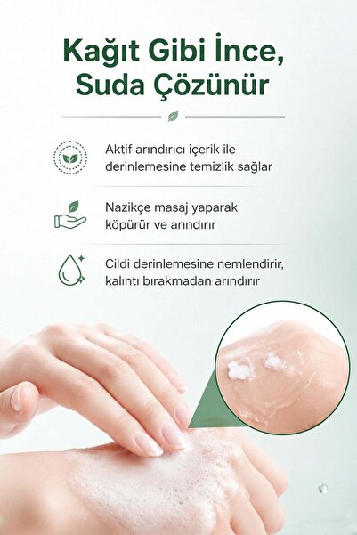 omilife 100lü Yaprak Sabun Mini Kağıt El Sabunu Parfümlü Taşınabilir Kamp Okul Hijyen Sabunu