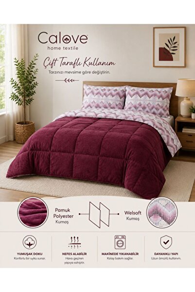 calove Çift Taraflı Premium Wellsoft Çift Kişilik Yorgan Seti – Ekstra Yumuşa...