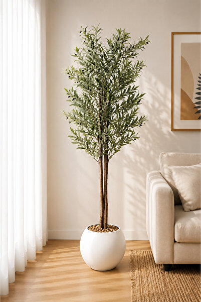 TrentonGCC Artificial Olive Tree with Modern Pot – Realistic Faux Indoor Oliv...