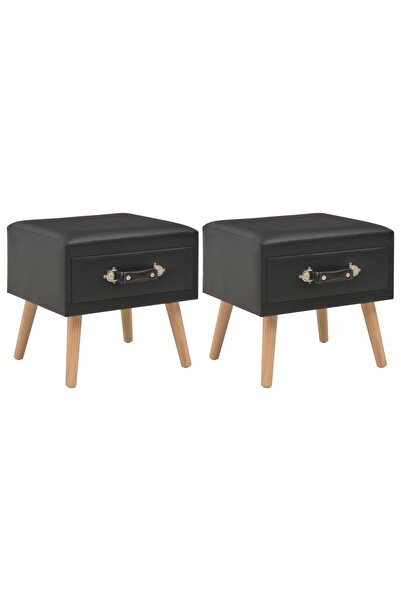 vidaxl Bedside tables, 2 pcs., black, 40 x 35 x 40 cm, eco- Leather