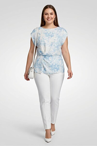 Calvin Klein Women Round Neck Short Sleeve Tie Dye Blouse, Multicolor
