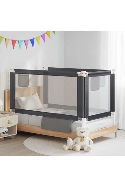 vidaxl Balustradă de protecție pat copii, gri închis, 160x25 cm textil