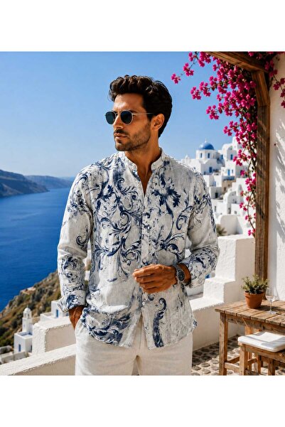 ANATOLIATEKSTILE Men's Shirt in 100% Italian Linen, Premium Luxury Fit Relaxe...